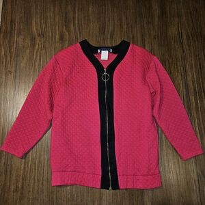 Vintage Aron Pink and Black Women's Blazer Jacket Made in USA Size Small